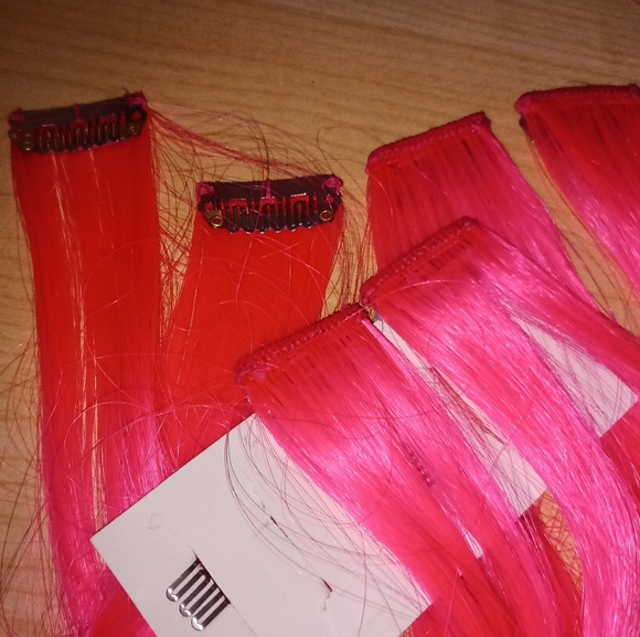 10 pink hair extensions Clip on - Picture 1 of 7